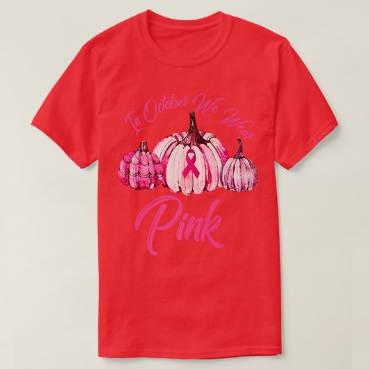 In oktober Draag we de roze pompoen borstkankerzaa T-shirt (Design voorkant)