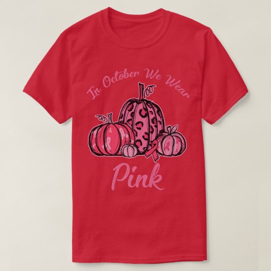In oktober Draag we de roze pompoen borstkankerzaa T-shirt (Design voorkant)