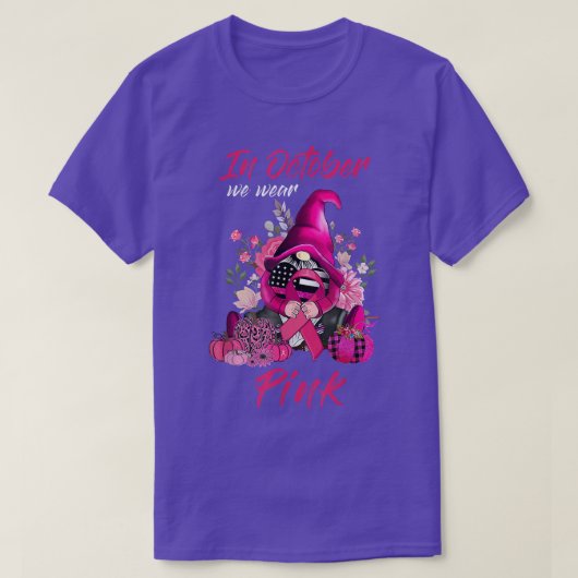 In oktober Draag we de roze pompoen borstkankerzaa T-shirt (Design voorkant)