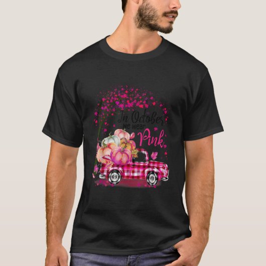 In oktober Draag we de roze pompoen vrachtwagenkan T-shirt (Voorkant)