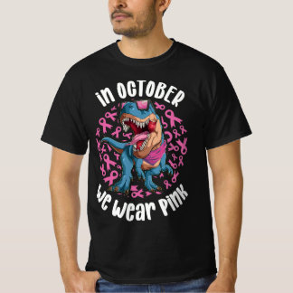 In oktober Draag we de roze T-rex dinosaurus T-shirt