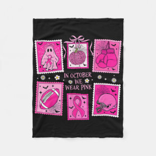In oktober Draag we een roze spookborstkankerstemp Fleece Deken