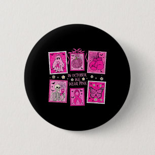 In oktober Draag we een roze spookborstkankerstemp Ronde Button 5,7 Cm