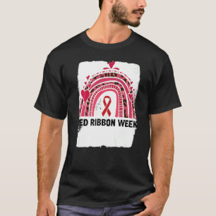 In oktober Draag we het bewustzijn van de Red Ribb T-shirt