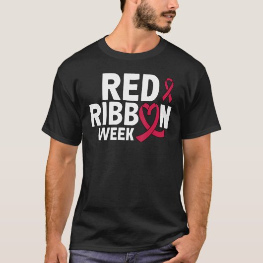 In oktober Draag we het bewustzijn van Red Ribbon  T-shirt (Voorkant)