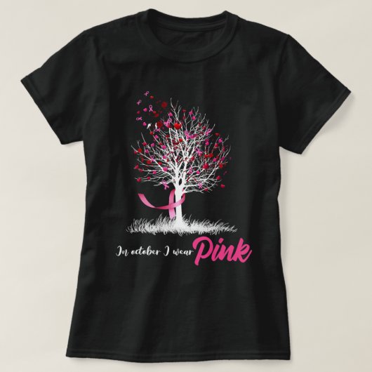 In oktober Draag we het bewustzijn van vrouwen bij T-shirt (Design voorkant)