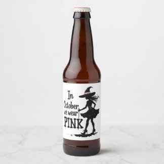 In oktober Draag we het Pink Witches Halloween fee Bier Etiket