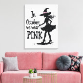 In oktober Draag we het Pink Witches Halloween fee Canvas Afdruk (Insitu (Woonkamer))