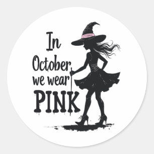 In oktober Draag we het Pink Witches Halloween fee Ronde Sticker