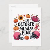 In oktober draag we het Roze Borstkanker Football Aankondigingskaart (Voorkant / Achterkant)