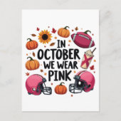 In oktober draag we het Roze Borstkanker Football Aankondigingskaart (Voorkant)