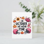 In oktober draag we het Roze Borstkanker Football Aankondigingskaart (Staand voorkant)