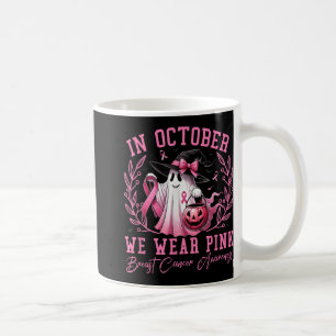 In oktober Draag we het roze borstkankerbewustzijn Koffiemok