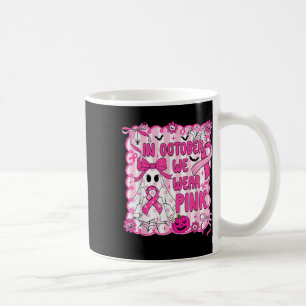 In oktober Draag we het roze borstkankerbewustzijn Koffiemok