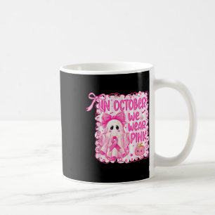 In oktober Draag we het roze borstkankerbewustzijn Koffiemok