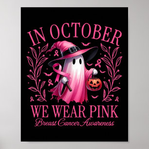 In oktober Draag we het roze borstkankerbewustzijn Poster