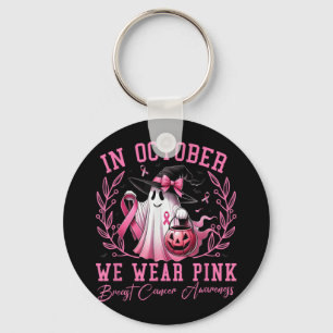 In oktober Draag we het roze borstkankerbewustzijn Sleutelhanger
