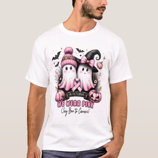 In oktober Draag we het roze borstkankerbewustzijn T-shirt (Voorkant)
