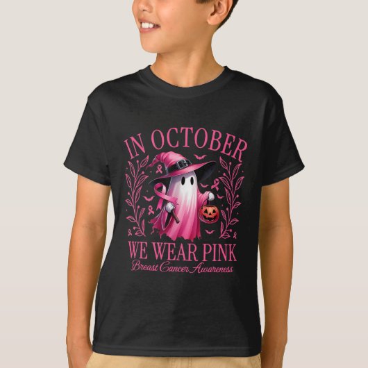 In oktober Draag we het roze borstkankerbewustzijn T-shirt (Voorkant)
