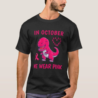 In oktober Draag we het roze borstkankerhart T-shirt