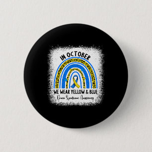 In oktober Draag we het Yellow and Blue Down Syndr Ronde Button 5,7 Cm