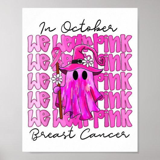In oktober Draag we NK Schattige Ghost Breast Canc Poster (Voorkant)