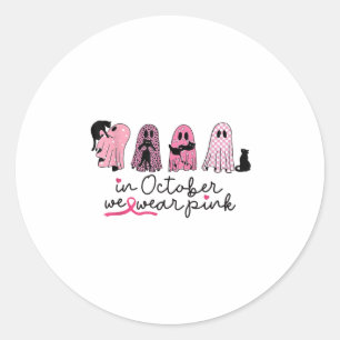 In oktober Draag we NK spook- en zwarte kattenkank Ronde Sticker