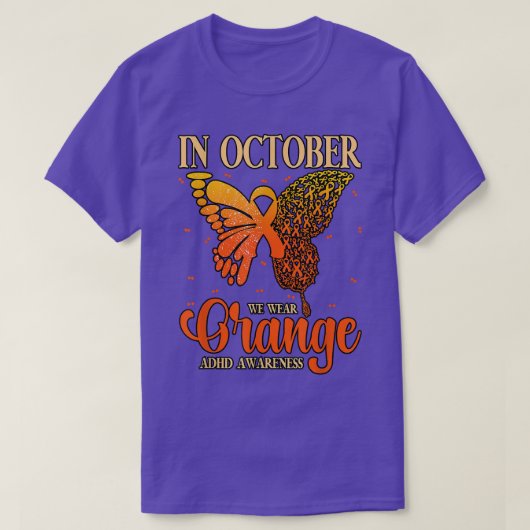 In oktober Draag we Oranje ADHD 846 T-shirt (Design voorkant)