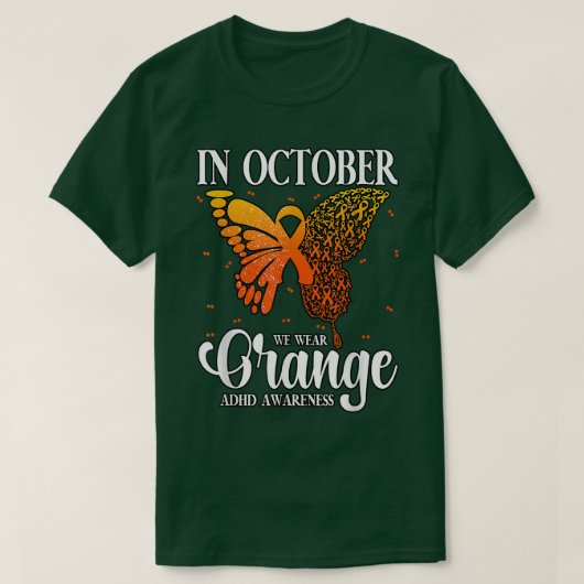 In oktober Draag we Oranje ADHD 848 T-shirt (Design voorkant)