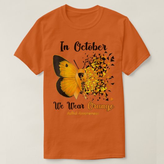 In oktober Draag we Oranje ADHD-bewustzijn 853 T-shirt (Design voorkant)