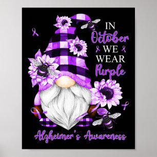 In oktober Draag we Paarse gnomen Alzheimer Awaren Poster