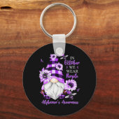 In oktober Draag we Paarse gnomen Alzheimer Awaren Sleutelhanger (Achterkant)