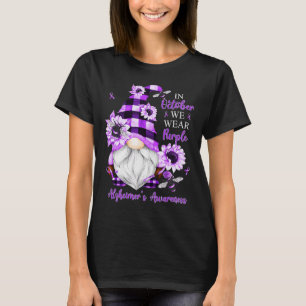 In oktober Draag we Paarse gnomen Alzheimer Awaren T-shirt