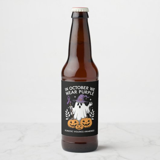In oktober Draag we Paarse huiselijk geweld spook Bier Etiket (Voorkant)