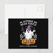 In oktober Draag we Paarse huiselijk geweld spook Briefkaart (Voorkant / Achterkant)