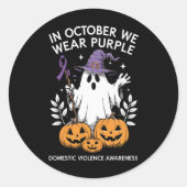 In oktober Draag we Paarse huiselijk geweld spook Ronde Sticker (Voorkant)