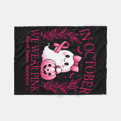 In oktober Draag we Pink – Breast Cancer Awareness Fleece Deken (Voorkant (Horizontaal))