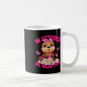 In oktober Draag we Pink Breast Cancer Awareness O Koffiemok