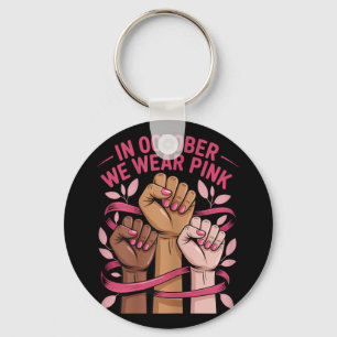 In oktober Draag we Pink Breast Cancer Awareness Q Sleutelhanger