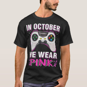 In oktober Draag we Pink Breast Cancer Gaming Kind T-shirt
