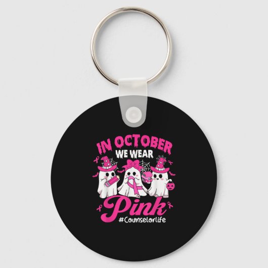 In oktober Draag we Pink Counselor Life Breast Can Sleutelhanger (Voorkant)