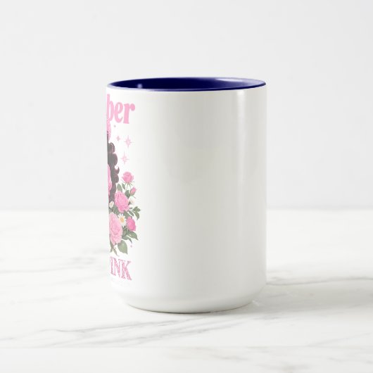 In oktober Draag we Pink Cowgirl Awareness Art Mok (Midden)