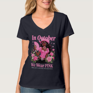 In oktober Draag we Pink Cowgirl Awareness Art T-shirt