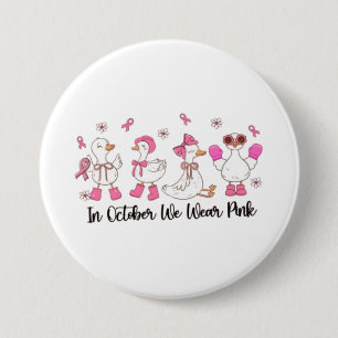 In oktober Draag we Pink Duck Design 🎀🦆💗 Ronde Button 7,6 Cm
