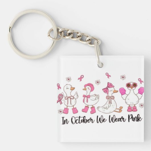 In oktober Draag we Pink Duck Design 🎀🦆💗 Sleutelhanger (voorkant)