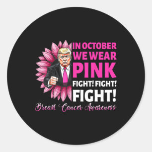 In oktober Draag we Pink Fight Breast Cancer Aware Ronde Sticker