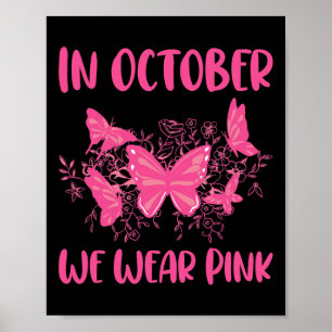In oktober Draag we Pink Fun Butterfly Graphic Cos Poster