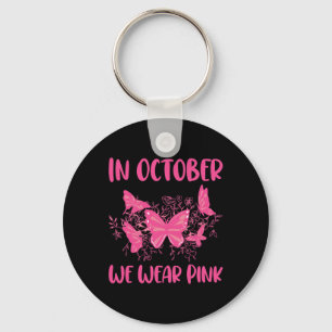 In oktober Draag we Pink Fun Butterfly Graphic Cos Sleutelhanger