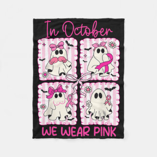 In oktober Draag we Pink Ghost Coquette Bow Breast Fleece Deken