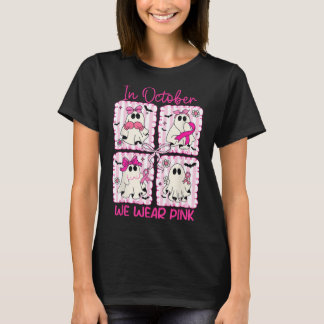 In oktober Draag we Pink Ghost Coquette Bow Breast T-shirt